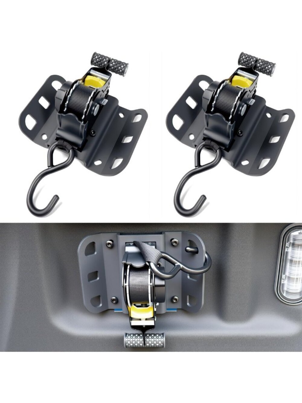 2PCS Adjustable Retractable Ratchet Straps for Trucks & SUVs - Heavy Duty Towing